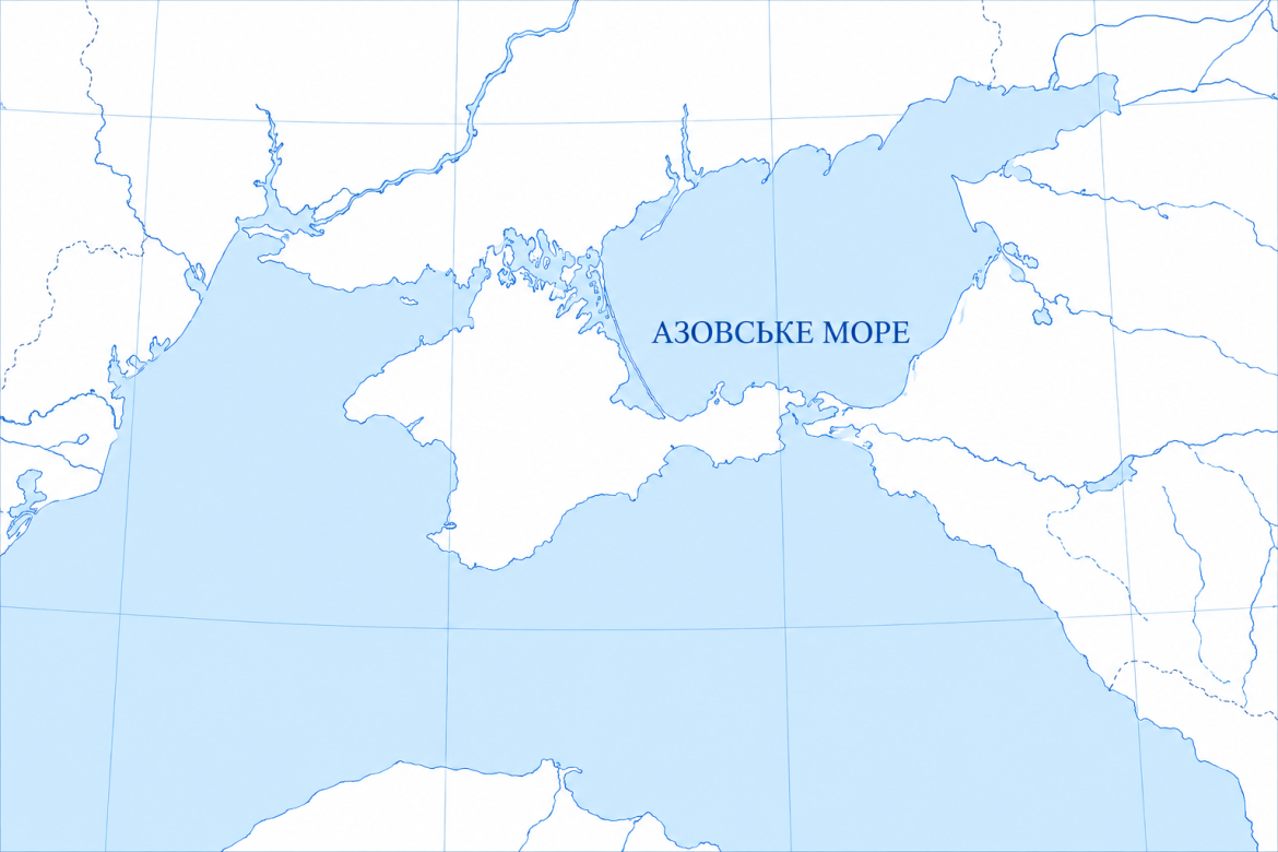 Контурна карта Азовського моря, Керченської протоки та узбережжя України
